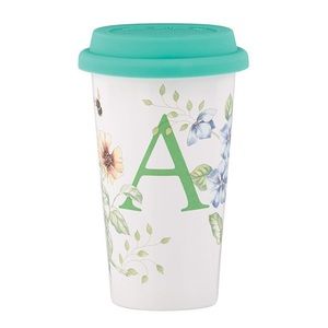 Butterfly Meadow Thermal Travel Mug with Initial A